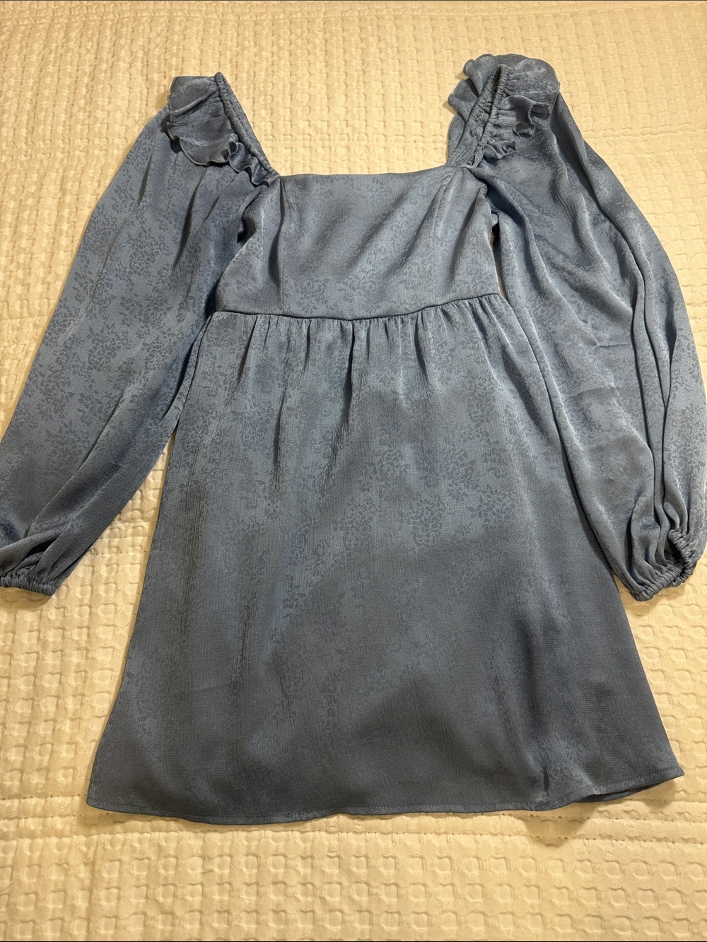 Altar'd State Dusty Blue Square-Neck Puff Sleeve Blouse
